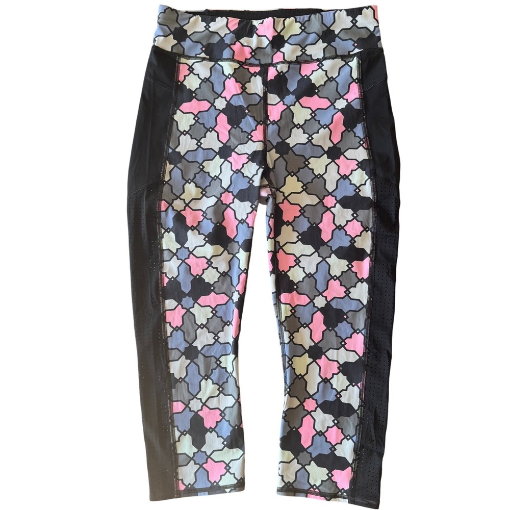 Sweaty Betty Womens M Cropped Leggings Geometric Print Mesh Workout Capri